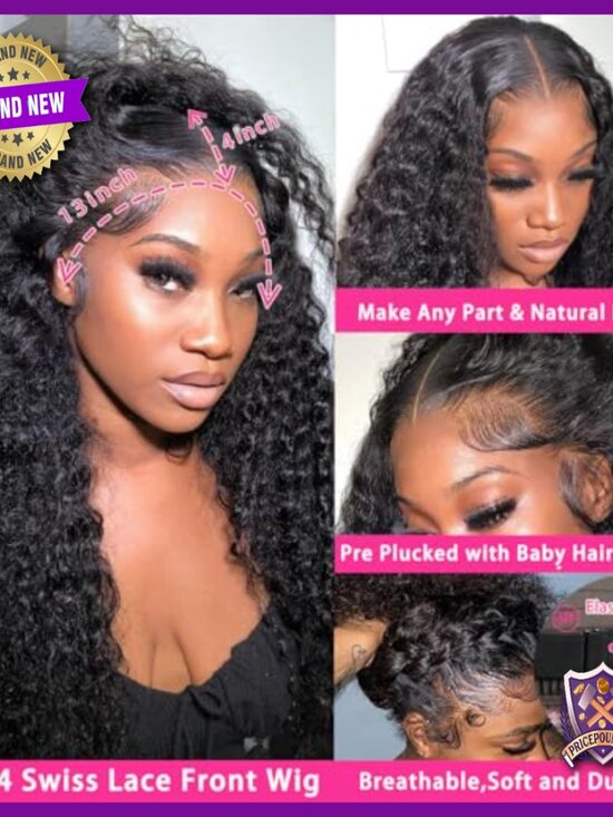 24 Inch Deep Wave Lace Front Wig Human Hair 13x4 Glueless Pre Plucked main image 6